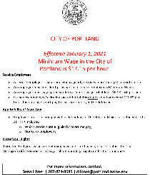 City of Portland Minimum Wage
