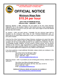 City of San Carlos Minimum Wage Official Notice