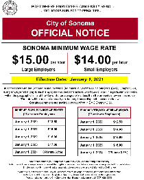 City of Sonoma Minimum Wage Official Notice