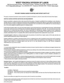 West Virginia Nurses Overtime & Patient Safety Act Poster